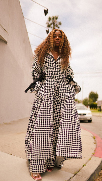 Dionne Houndstooth Bow Coat