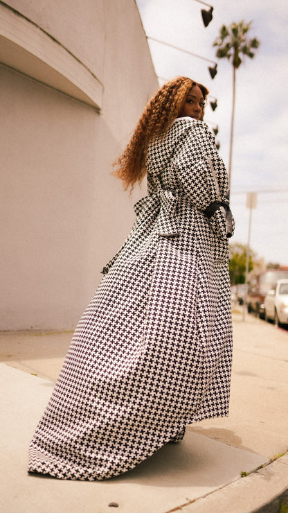 Dionne Houndstooth Bow Coat