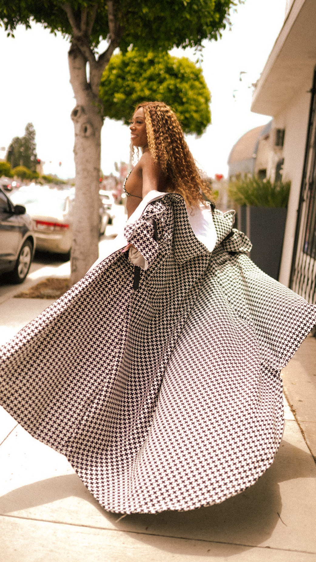 Dionne Houndstooth Bow Coat