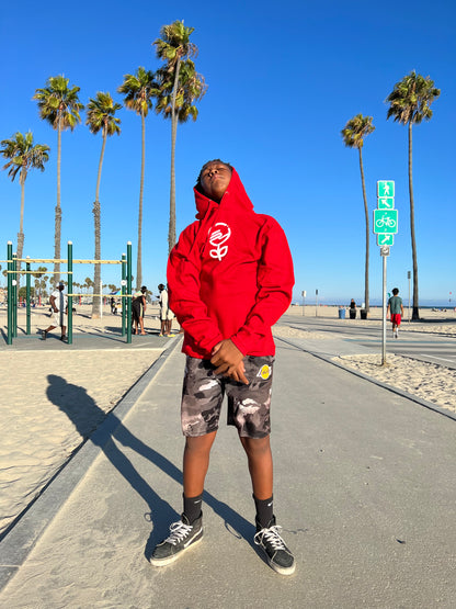 Red SJ Hoodie w/ White Logo